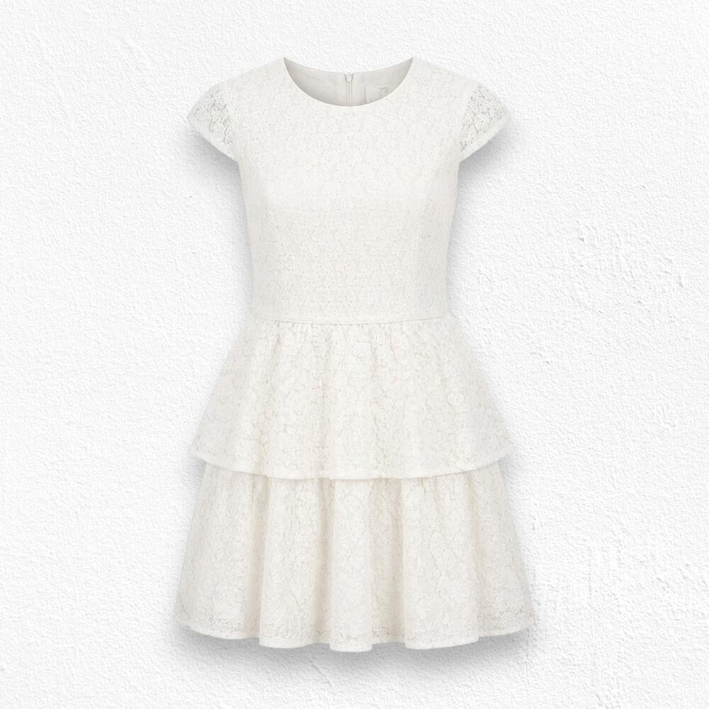 Gal Meets Glam Daisy Ivory Lace Tiered Ruffle Knee Length Dress Size 20 NWT $220